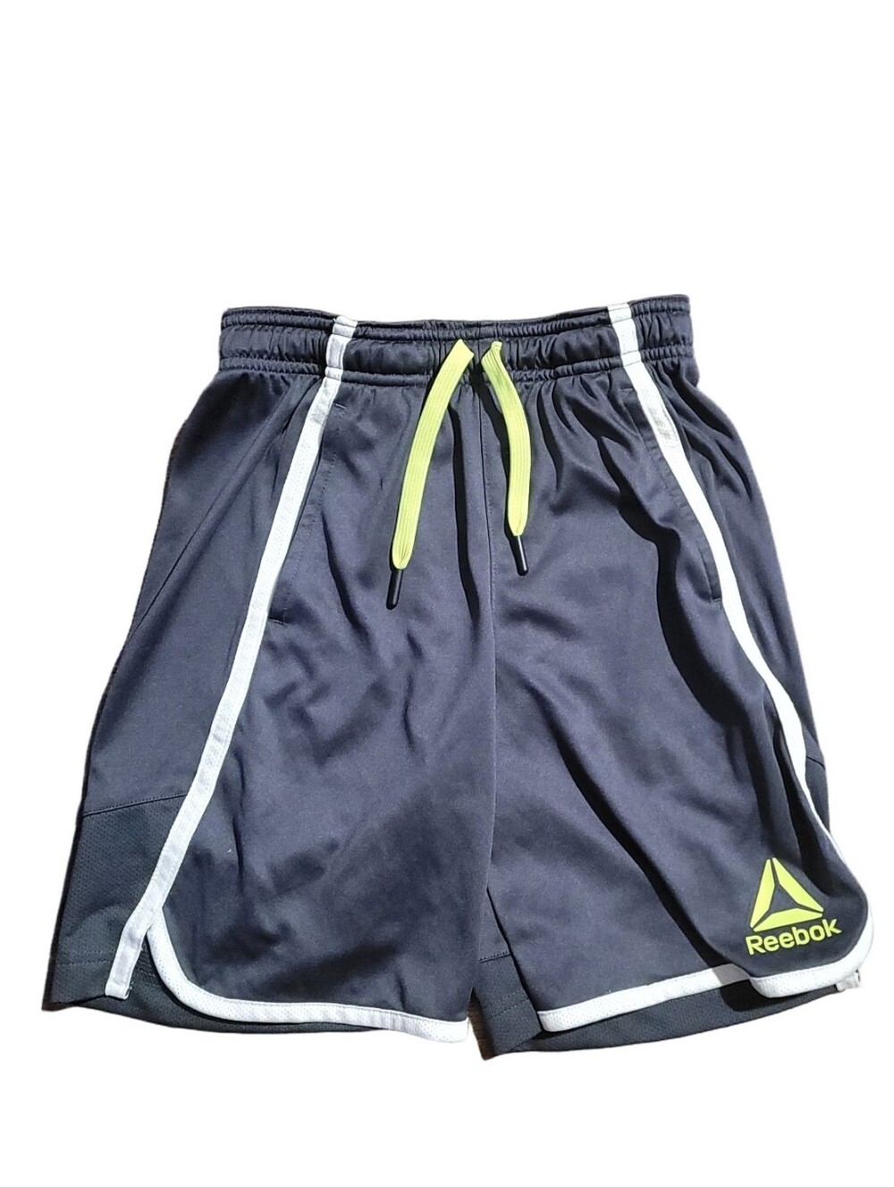 Reebok Boys Navy Athletic Shorts with Yellow Accents Sz 8